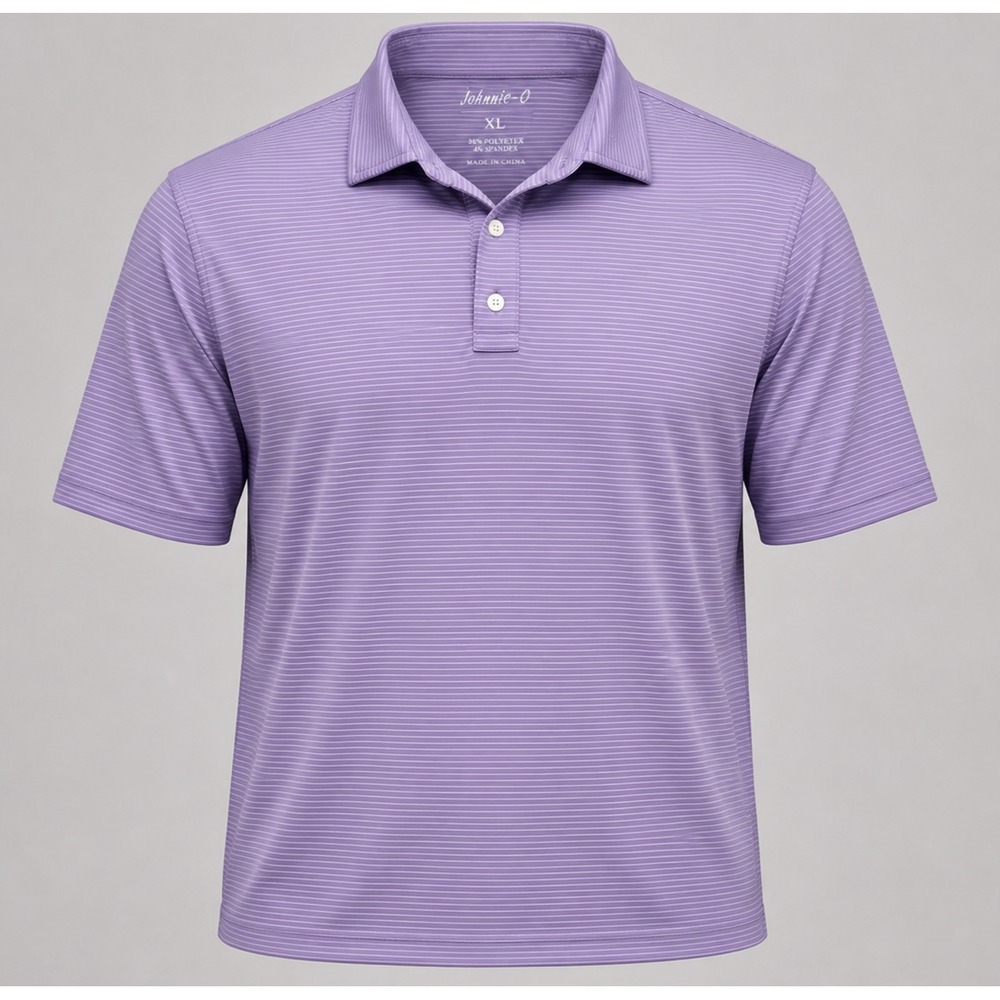 Johnnie-O Shirt Mens XL Purple Striped Short Sleeve Performance Golf Polo